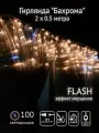 Гирлянда-бахрома SH Lights, 2х0,5 м, 100 теплых белых светодиодов с мерцанием