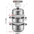 Maxcook Stainless Steel Steamer 32cm Three-layer Steamer Soup Pot with Thickened Bottom Universal for Gas and Induction Cooker MCZ047