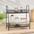Этажерка Доляна 2х-ярусная, 31х17х33 см, цвет черный, металл