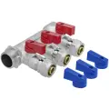 Коллектор 3/4 в/н с отсекающими кранами на 3 выхода 1/2 н + евроконус 16 х 1/2 MPF