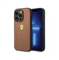 Ferrari для iPhone 14 Pro чехол Leather Stamped sides Hard Camel
