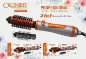 Фен-щетка для сушки волос CRONIER CR-6855 с вращением / Стайлер для завивки автоматический с ионизацией, 2 насадки