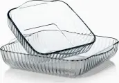 Набор форм для запекания Borcam, 2 предмета: 2 л, 3.5 л, жаропрочное стекло, прозрачный