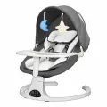 Детские электрокачели шезлонг Dearest Deluxe M8 White Dark Grey, электронная качель для новорожденных 3в1 темно-серый