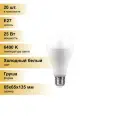 (20 шт.) Светодиодная лампочка Feron ЛОН A65 E27 25W(2200lm) 6400K 6K матовая 135x65, LB-100 25792 Холодный белый. Цоколь E27