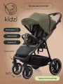 Коляска прогулочная детская Kidzi Storm, всесезонная, c накидкой для ножек, дождевиком, подстаканником и москитной сеткой, оливковый