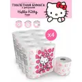 Туалетная бумага Hello Kitty с рисунком 4 упаковки по 4 рулона, 3 слоя, 200 листов, World Cart