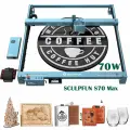 SCULPFUN S70 MAX 70 Вт Гравировальный режущий станок для дерева, акрила, 800x830 мм