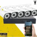 Готовый цифровой IP/POE комплект видеонаблюдения на 5 уличных камер с микрофонами 5MP / Уличный IP POE комплект видеонаблюдения на 5 цилиндрических камер с микрофонами/POE/12V 2560X19200P