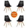 Комплект стульев TetChair Tulip 4 штуки, черный, массив дерева, 46х80х55 см