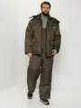 Костюм тактический мужской зимний на флисе Huntsman Полюс для охоты, рыбалки на льду, ветровлагозащитный, ткань Cell, цвет хаки (р.56-58/170-176)