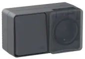 Блок розетка со шторками 16А 250B, выключатель 1-кл.10А Schneider Electric AtlasDesign Profi антрацит