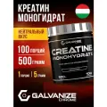 Креатин моногидрат 100% 500 г, 100 порций, Galvanize Nutrition спортивная добавка порошок без вкуса нейтральный