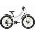 Велосипед горный SITIS LUNA 7SP HD 24 (2025) White-Green, для детей на рост 130-150, алюминиевая рама 12