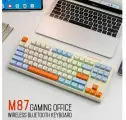 Игровая беспроводная мембранная клавиатура ZiyouLang M87 Bluetooth/2.4G русская раскладка, Бежевый/голубой