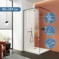 Душевая перегородка 90х195см. Ulitka Walk In Premier стекло прозрачное, профиль черный