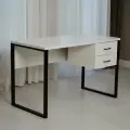 Стол письменный с тумбой Лофт Плутон 120х60см Белый черные ножки