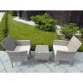 Комплект садовой мебели Full Comfort - HIPPO из искусственного ротанга (квадратный столик, 2 кресла) светло-серый