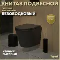 Унитаз подвесной безободковый с быстросъемным сиденьем микролифт Teymi Solli Black черный матовый T40201MB
