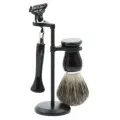Бритвенный набор IL Ceppo: станок, помазок, подставка, черный цвет