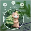Irena-Co елочная игрушка, стекло Мишка с елкой винтаж (10х7,5х7,5см)
