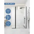 Душевая перегородка с подвижным стеклом Ulitka Walk In Rain 70+30х195 см, профиль черный, стекло прозрачное 8 мм
