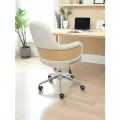 Кресло компьютерное на колёсиках Elan, офисный стул, для дома, бежевый цвет, белый, ткань букле, дизайнерское