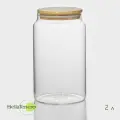 Банка стеклянная для сыпучих продуктов с бамбуковой крышкой Эко, 2 л, 12x20 см