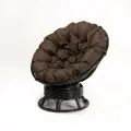 Кресло Папасан вращающийся из натурального ротанга 23/01В с коричневой подушкой, цвет венге