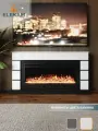 Камин электрический ELEKAM CASCADE 38 напольный с очагом и порталом, с пультом, обогревом и имитацией огня (Электрокамин)