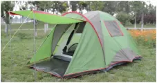 Палатка туристическая кемпинговая Terbo 1902, 4-местная, с тамбуром, двухслойная, зеленая, 5,7 кг, двухслойная