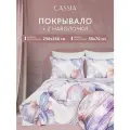 CASSIA Комплект покрывало с наволочками Евро-макси Ирисы стеганые, микрофибра, 230x250 + 50x70 - 2 шт, 3 предмета