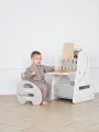 Детский стол трансформер со стулом пластиковый 3 в 1 UNIX Kids Grey + стеллаж + маркерная доска, для дома и дачи