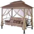 Качели-беседка Удачная Мебель Пальмира, 3 места, коричневый, 254х170х245 см
