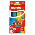 Kores Карандаши цветные Jumbo, 24 цвета с точилкой (1334937), 1 уп., разноцветный
