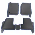Ковры в салон 3D EVA для Ford Focus 3 / Форд Фокус 3. Цвет - Серый. Кант - Синий.