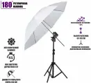 Комплект для съемки JBH-UWD-100: зонт просветный диаметром 100 см белый на напольном штативе с держателем для вспышки