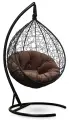 Подвесное кресло-кокон SEVILLA VERDE VELOUR черный + каркас (шоколад подушка, искусственный велюр)