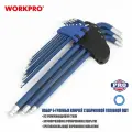 WORKPRO Ключи 6-гранные длинные с шаром 9 шт в держателе (WP222011)