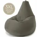 Кресло мешок Laavi Home кресло груша, размер ХXXL, мебельный велюр, серый