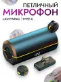 Петличный микрофон 2 шт, Lightning Type-C, беспроводные петлички с зарядным кейсом, черный