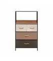 Комод Leset Локи 4 ящ, Каркас Коричневый, Бежевый/Светло-коричневый/Темно-коричневый, искусственный лён
