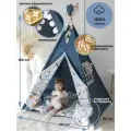 Вигвам детский с ковриком,окошком , подушкой и антискладывателем синий