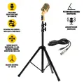 Микрофон винтажный золотой, кабель 3 м XLR (female) – mini-jack 3.5 mm (male), на напольной стойке JBH