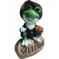 Садовая фигурка для сада и дачи Лягушка мальчик на камне WELCOME 20х14х10см