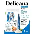 Сухой корм Delicana для взрослых собак средних пород, лосось с рисом, 2 кг