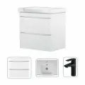 Тумба с раковиной в ванную AM.PM Like M80-FHX0652-F90A02122 со смесителем Gem черный, подвесная, 65 см