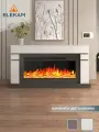 Камин электрический напольный ELEKAM Lindos 38 с очагом и порталом, с пультом, обогревом и имитацией огня (Электрокамин)