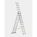 Лестница строительная алюминиевая трехсекционная легкая индустриального типа с выдвижной секцией Sarayli. 6.5 м 10 ступеней нагрузка 150кг.