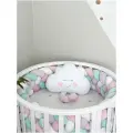Бортик-коса (косичка) в детскую кроватку из 4 лент для малышей и новорожденных 240 см: подходит для круглой, овальной и прямоугольной кроватей